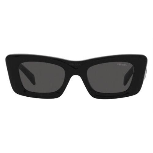 Prada PR 13ZSF Sunglasses Women Black Dark Gray Cat Eye 52 - Frame: Black / Dark Gray, Lens: Dark Gray