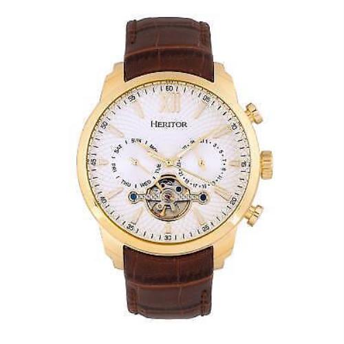 Heritor Automatic Arthur Semi-skeleton Watch w/ Day/date - Gold/silver