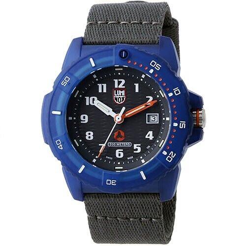 Luminox Tide Recycled Ocean Material 46MM Men`s Watch XS.8902.ECO - Dial: Gray, Band: Gray, Bezel: Blue