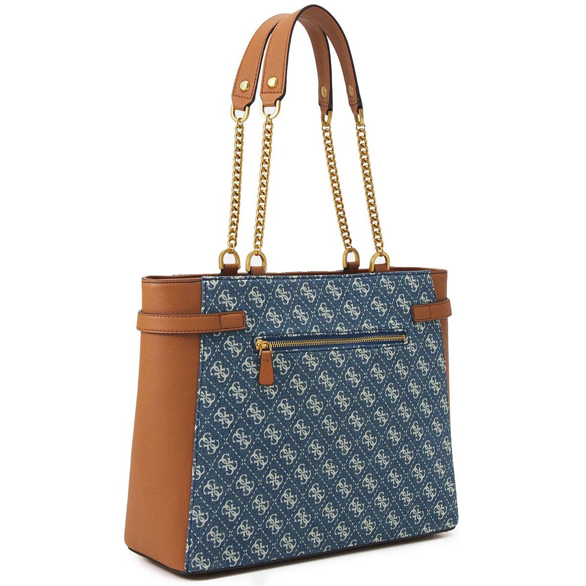 Guess Zadie 4G Logo Womens Tote Bag In Denim