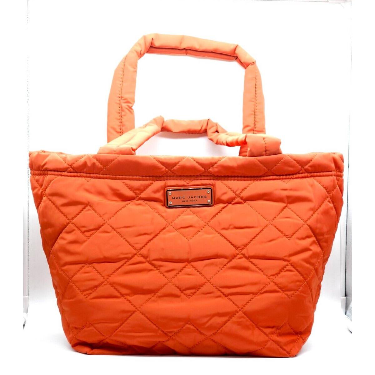 Marc Jacobs Quilted Nylon Zip Logo Tote Bag Mecca Orange Medium GL02305570