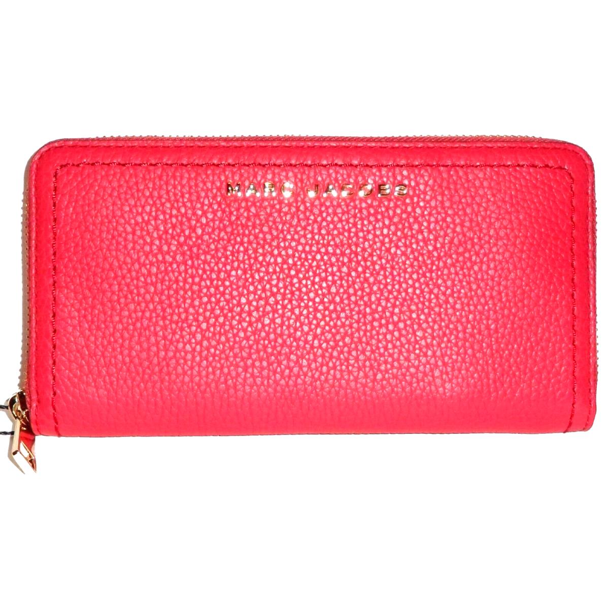 Marc Jacobs Fire Red Leather Zip-around Clutch Wallet