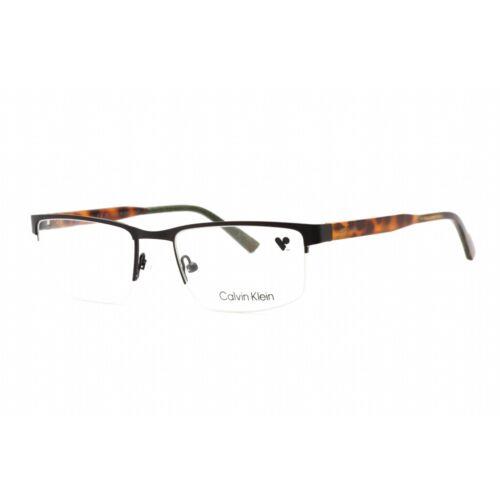 Calvin Klein Men`s Eyeglasses Half Rim Brown Metal Rectangular Frame CK21126 200