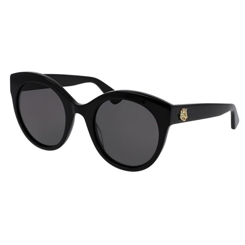 Gucci GG0028S 001 Round Shiny Black/gray Sunglasses