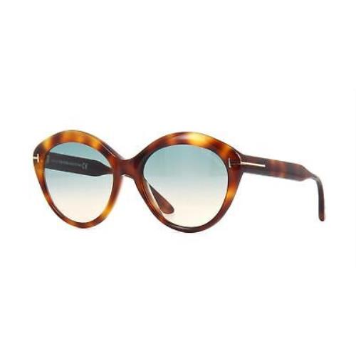 Tom Ford FT 0763 53P Sunglasses Blonde Havana Frame Gradient Green Lenses 56mm