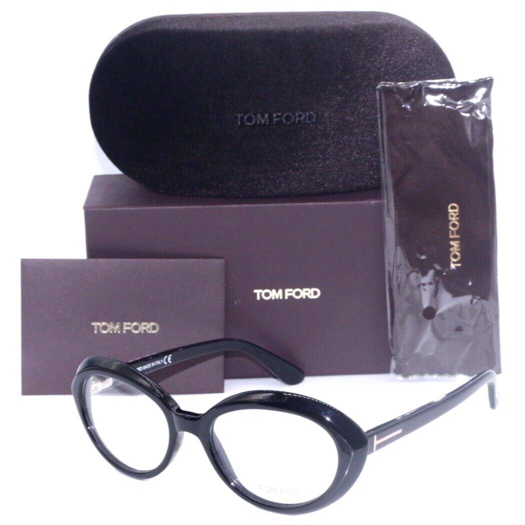 Tom Ford TF 5251 001 Polished Black-gold Oval Eyeglasses 51-17