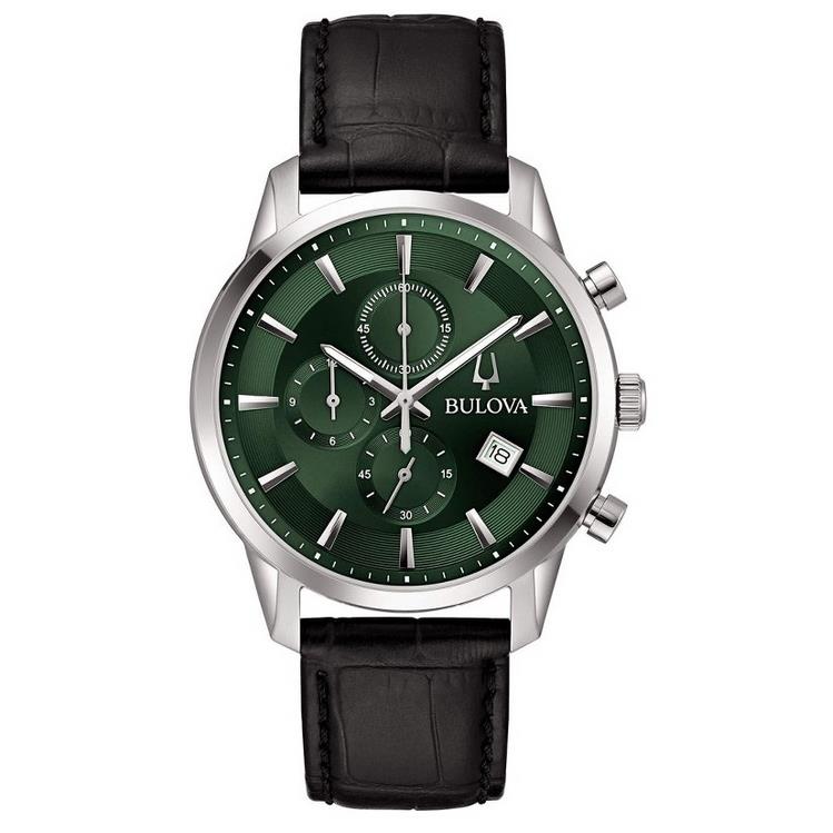 Bulova Sutton Chronograph Green Dial Men`s Watch 96B413