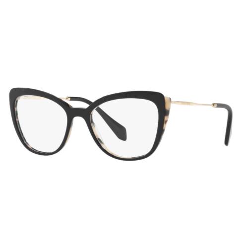 Miu Miu Women Eyeglasses Vmu 02Q ROK-1O1 Black/gold Frame Demo Customisable Lens