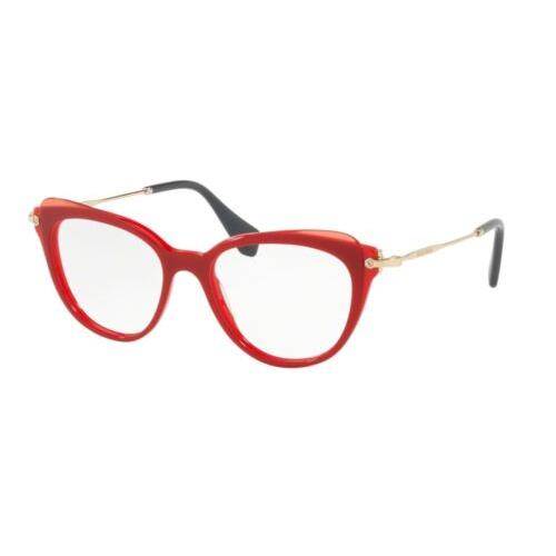 Miu Miu Women Eyeglasses MU 01QV VX91O1 Red/gold Frame Demo Customisable Lens