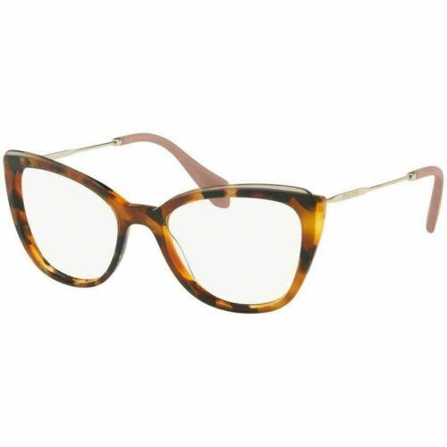 Miu Miu Cat Eye Women`s Eyeglasses Havana W/demo Lens MU02QV VX81O1 53 Optical