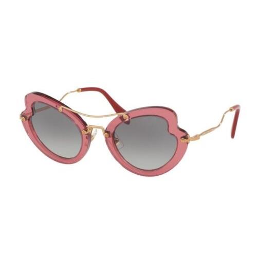 Miu Miu Scenique Butterfly MU11RS Bordeaux Translucent Pink Gold Sunglasses