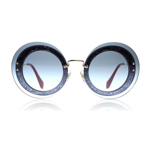 Miu Miu Reveal Round Sunglasses MU10RS UES4R Pale Gold Blue Red Glitter Gradient