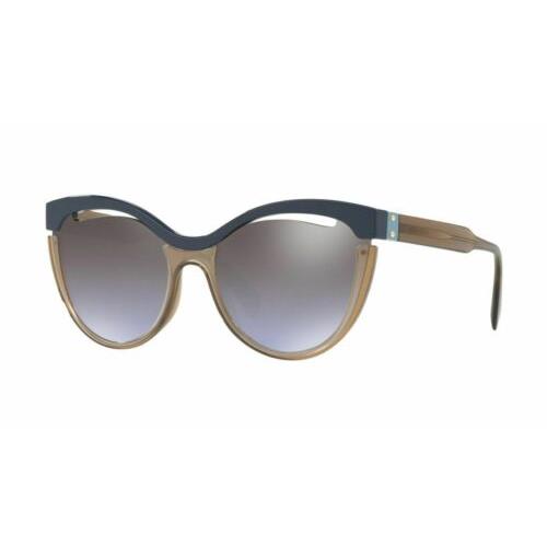 Miu Miu Sorbet Evolution SMU01TS Blue Olve/violet Brown Shaded Mirror Sunglasses - Frame: Blue Transparent, Lens: Violet Brown Shaded