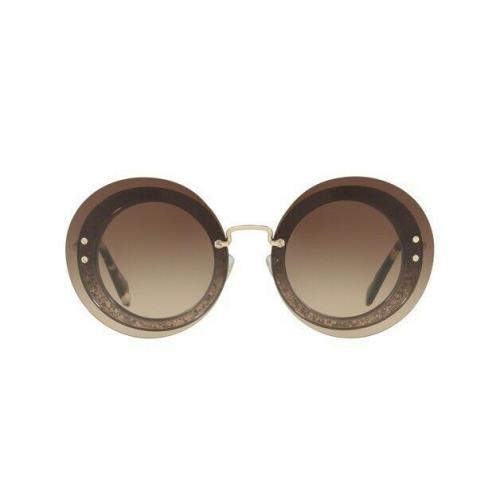 Miu Miu Reveal Sunglasses MU10RS UES6S1 Pale Gold Brown Havana Glitter Gradient