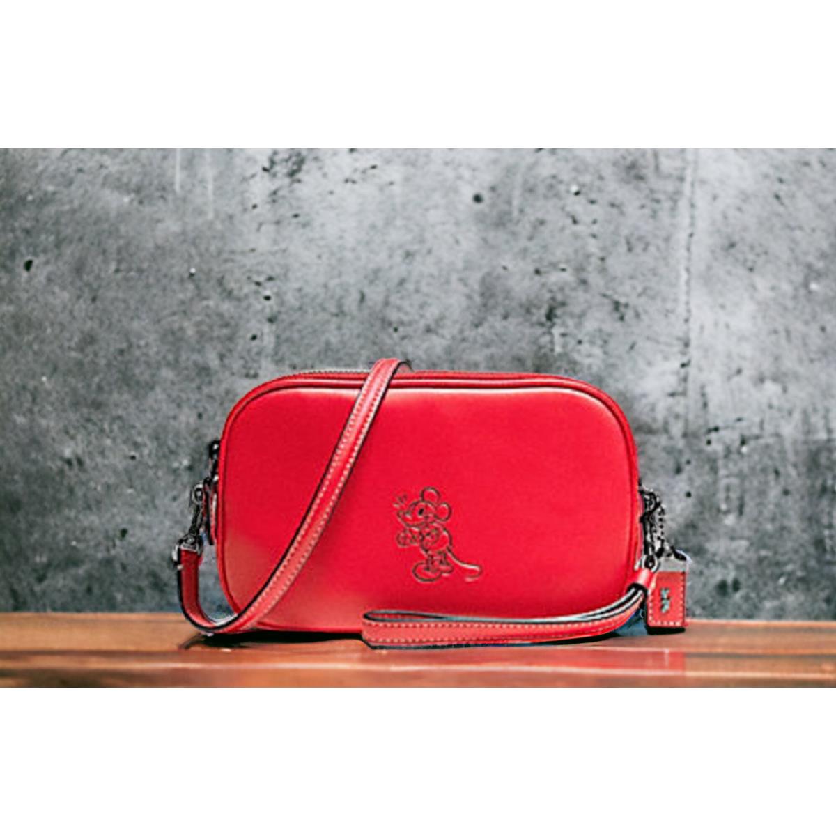 Coach x Disney Mickey Crossbody Clutch Bag in Red Glovetanned Leather 66150