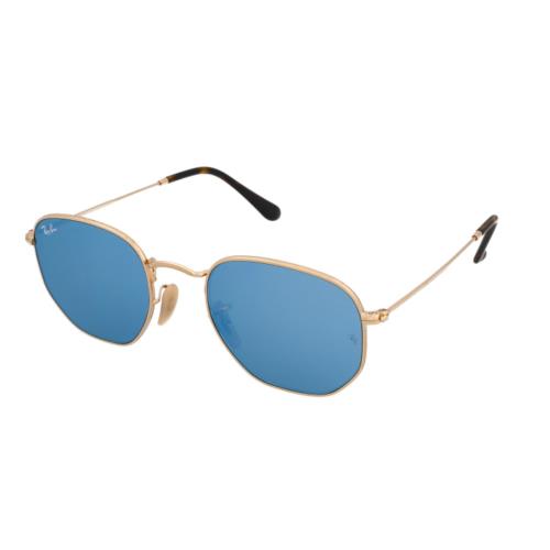 Ray-ban Blue Mirrored Round Golden Frame Men`s Sunglasses RB3548N-001/9O-48