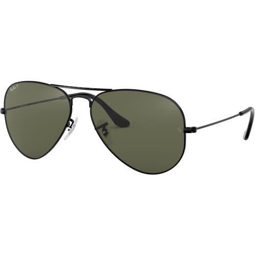 Ray-ban RB3025 002/58 Aviator Polished Black/green Sunglasses