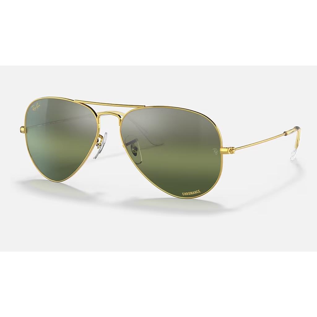 Ray-ban RB3025 9196/G4 Aviator Gold with Silver-green Gradient Mirror Sunglasses