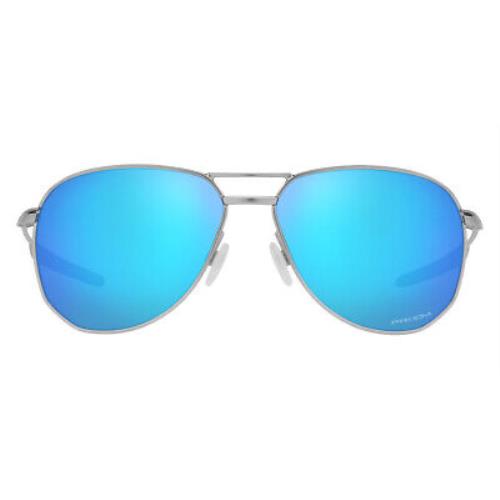 Oakley Contrail 0OO4147 Sunglasses Men Silver Aviator 57mm - Frame: Silver, Lens: Prizm Sapphire, Model: Satin Chrome