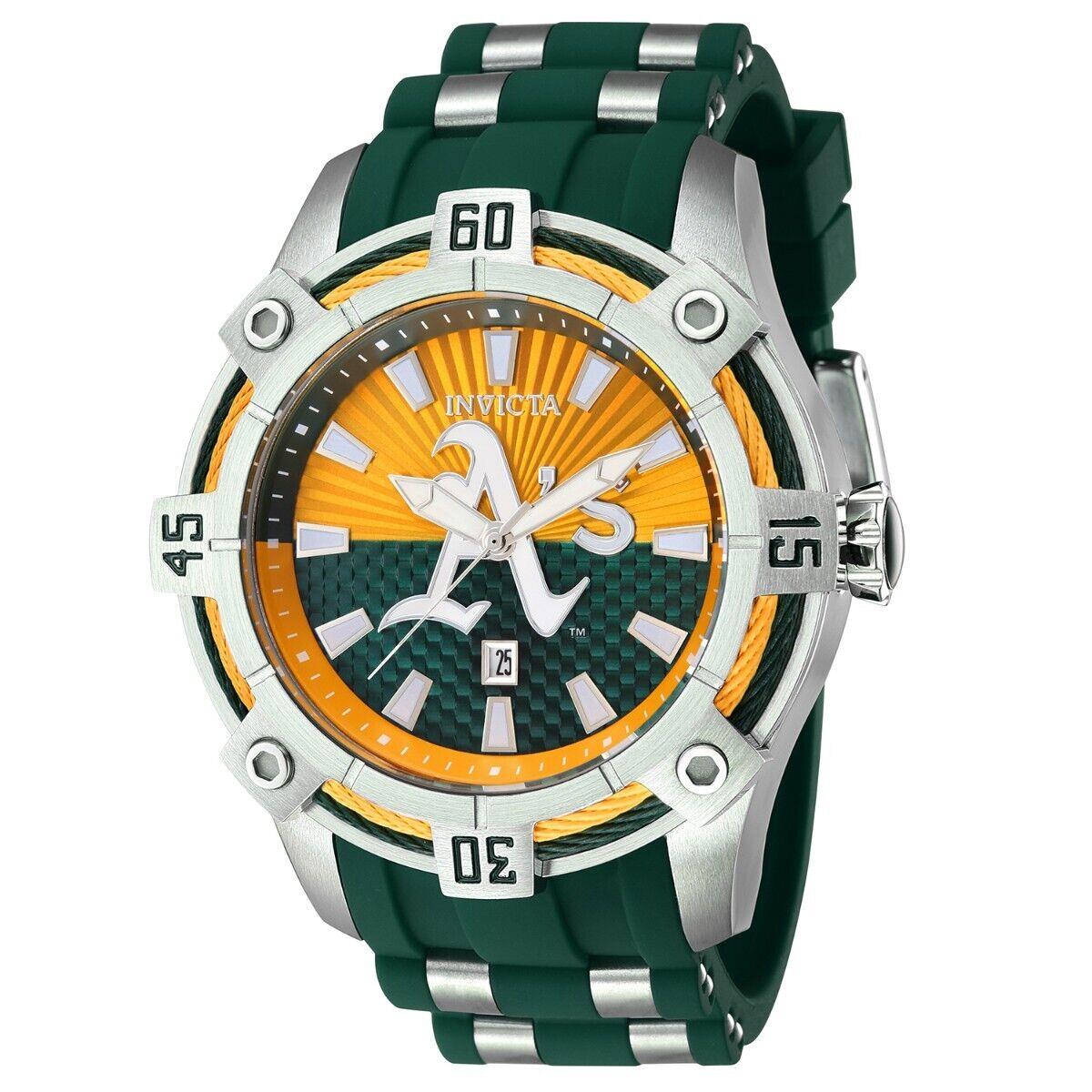 Invicta Mlb Oakland Athletics Men`s Watch - 52mm Steel Green ZG-43278