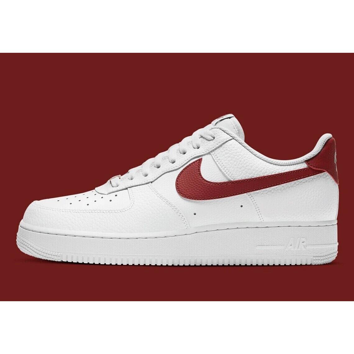 Nike Air Force 1 Low White Team Red Retro Casual Shoes CZ0326-100 Mens Size 10 - White