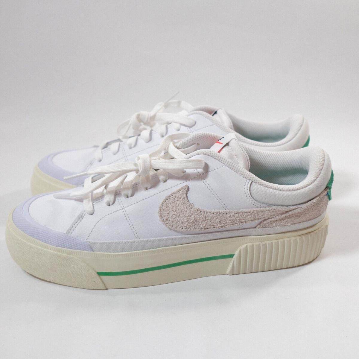 Nike Wmns Court Legacy Lift `white Stadium Green` FJ5483-100 Size 11 NO Lid Box - White