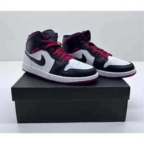 Nike Air Jordan Men`s 1 Mid Shoes White/gym Red-black Size 10.5 10S
