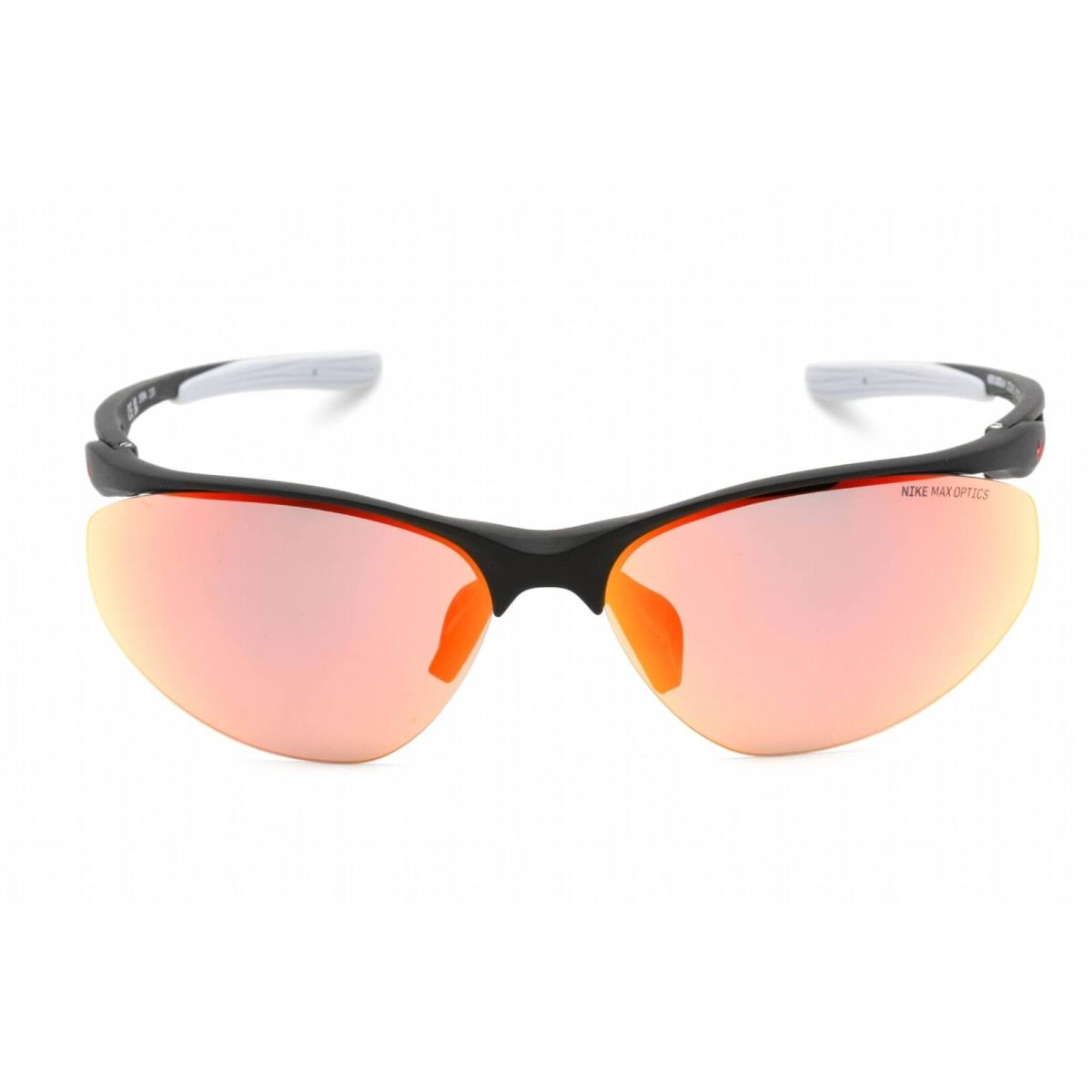 Nike Unisex Sunglasses Black Plastic Oval Shape Frame Nike Aerial M DZ7354 011 - Frame: Black, Lens: Red Mirror