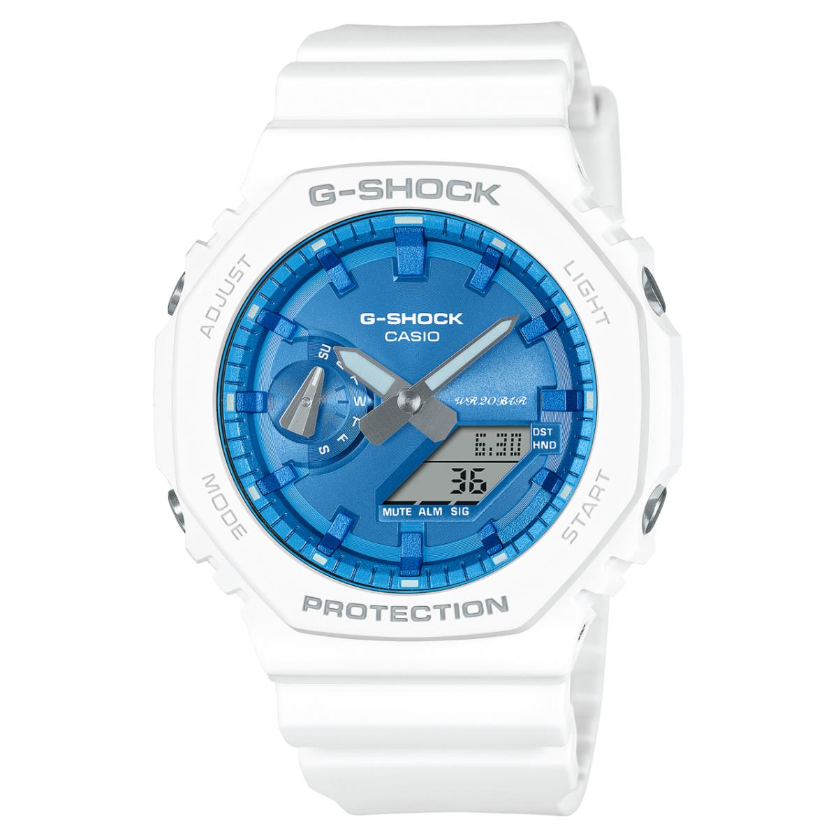 Casio G-shock GA2100WS-7A Analog Digital Blue Dial White Watch