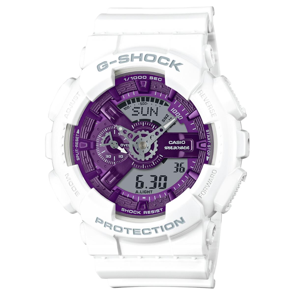 Casio G-shock GA110WS-7A 110 Series Ana-digi White Purple Rubber Men`s Watch