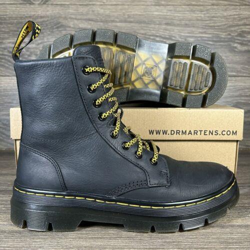 Dr. Martens Men`s Combs Black Wyoming Leather Lace Up Casual Combat Boots Shoes