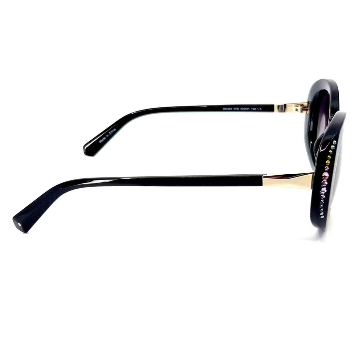 Swarovski Crystal Black Oval Frame Women Designer Sunglasses Marcolin Spa SK281