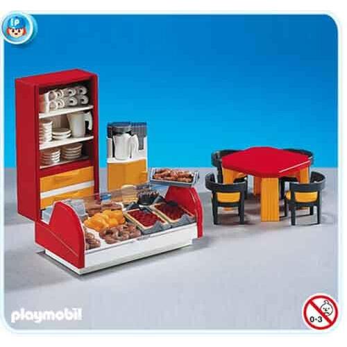 Playmobil 7846 Cafe Interior Store Bread Table Dishes Display Case Add-on