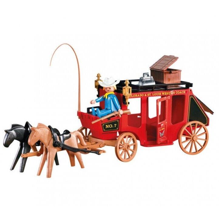 Playmobil 7428 Cowboy and Stagecoach Horses Red Carriage Western Add-on