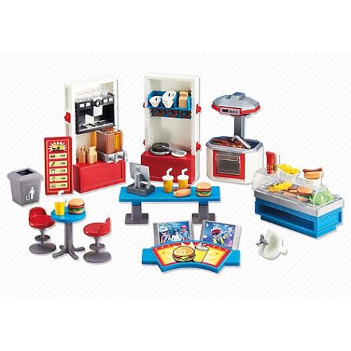 Playmobil 6441 Fast Food Restaurant Store Toy Set Inside Add ON