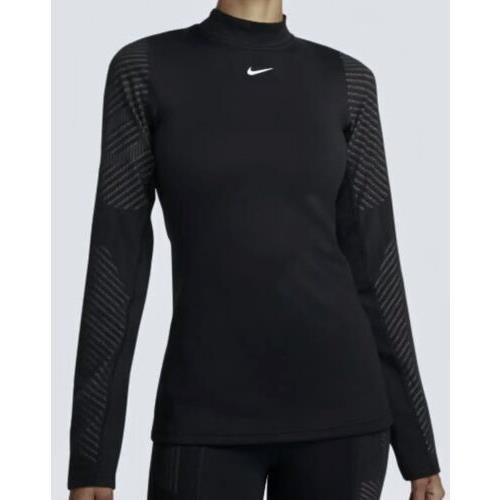 Nike Pro Therma Fit Adv Long Sleeve Black Training Top Shirt Womens Sz S