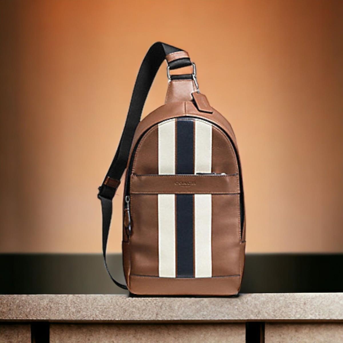 NWT_Coach_F72226_Charles Pack_varsity Leather_dark Saddle/midnight Backpack Bag