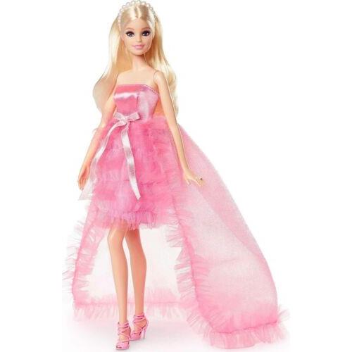 Beautiful Barbie Birthday Wishes Doll W/blonde Hair Pink Satin Tulle Dress