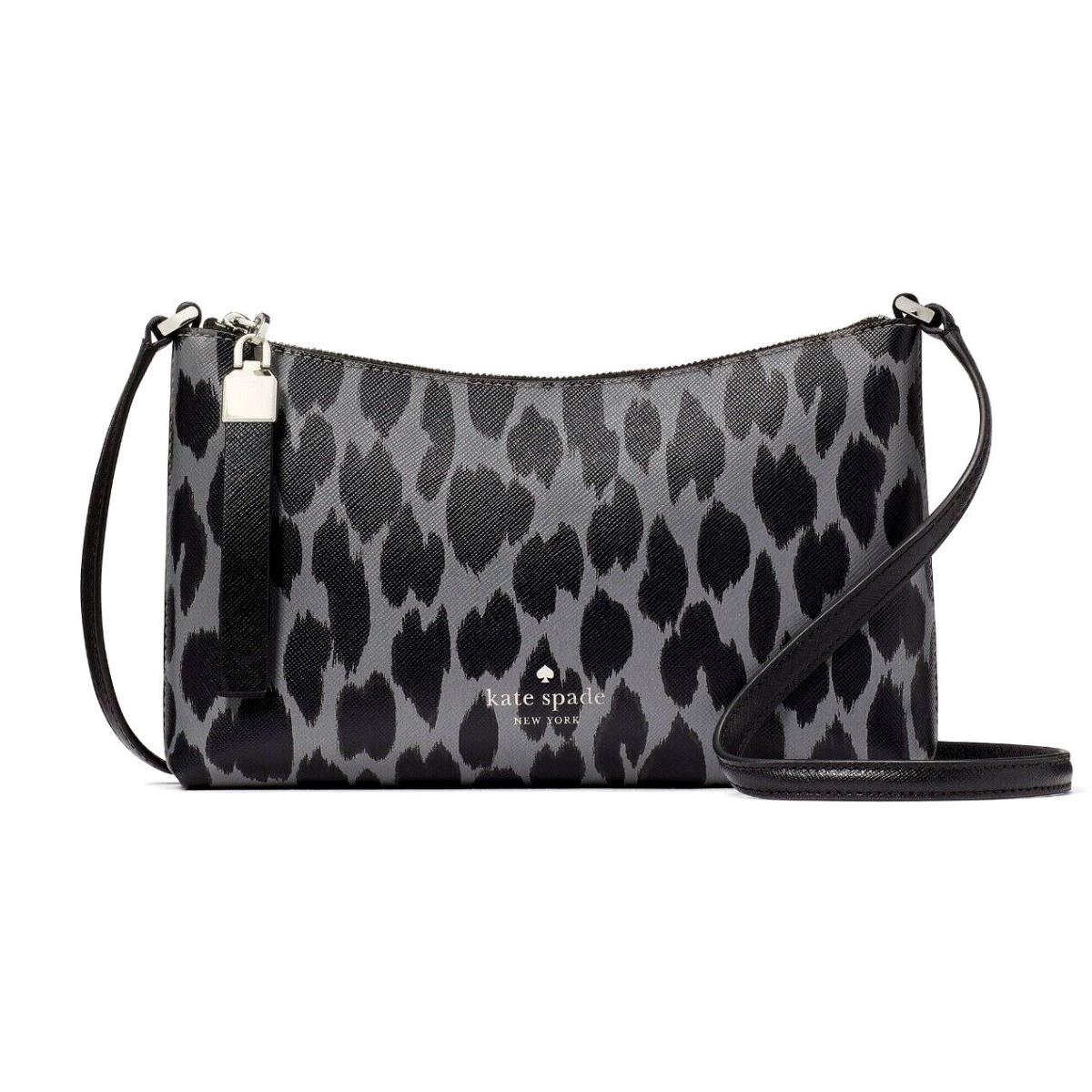 New Kate Spade Sadie Crossbody Animal Print Saffiano Grey with Dust Bag