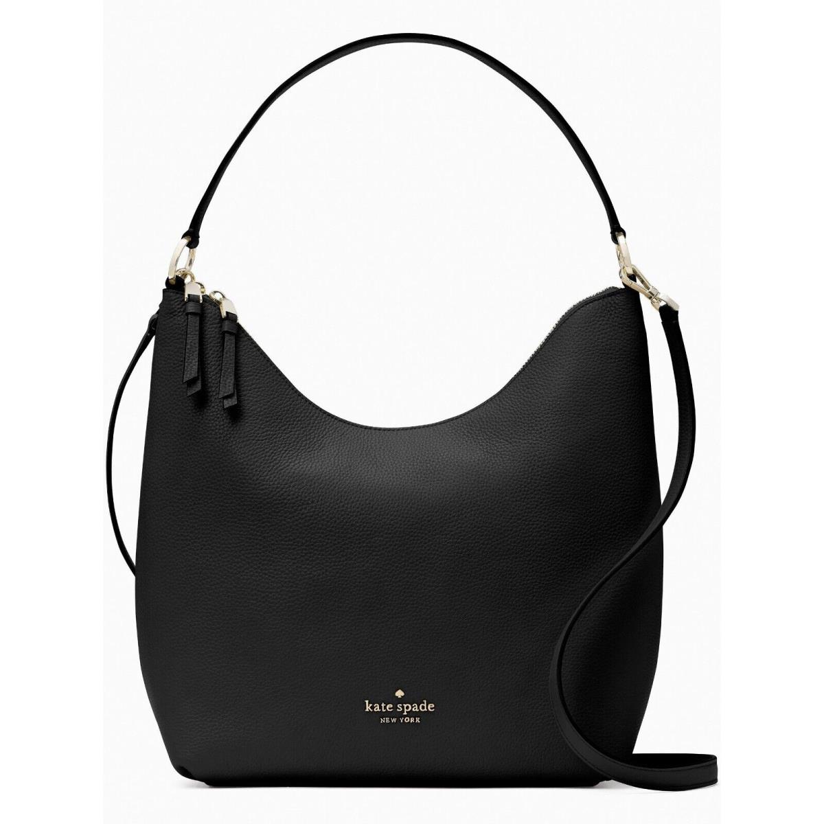 New Kate Spade Zippy Shoulder Bag Pebble Leather Black