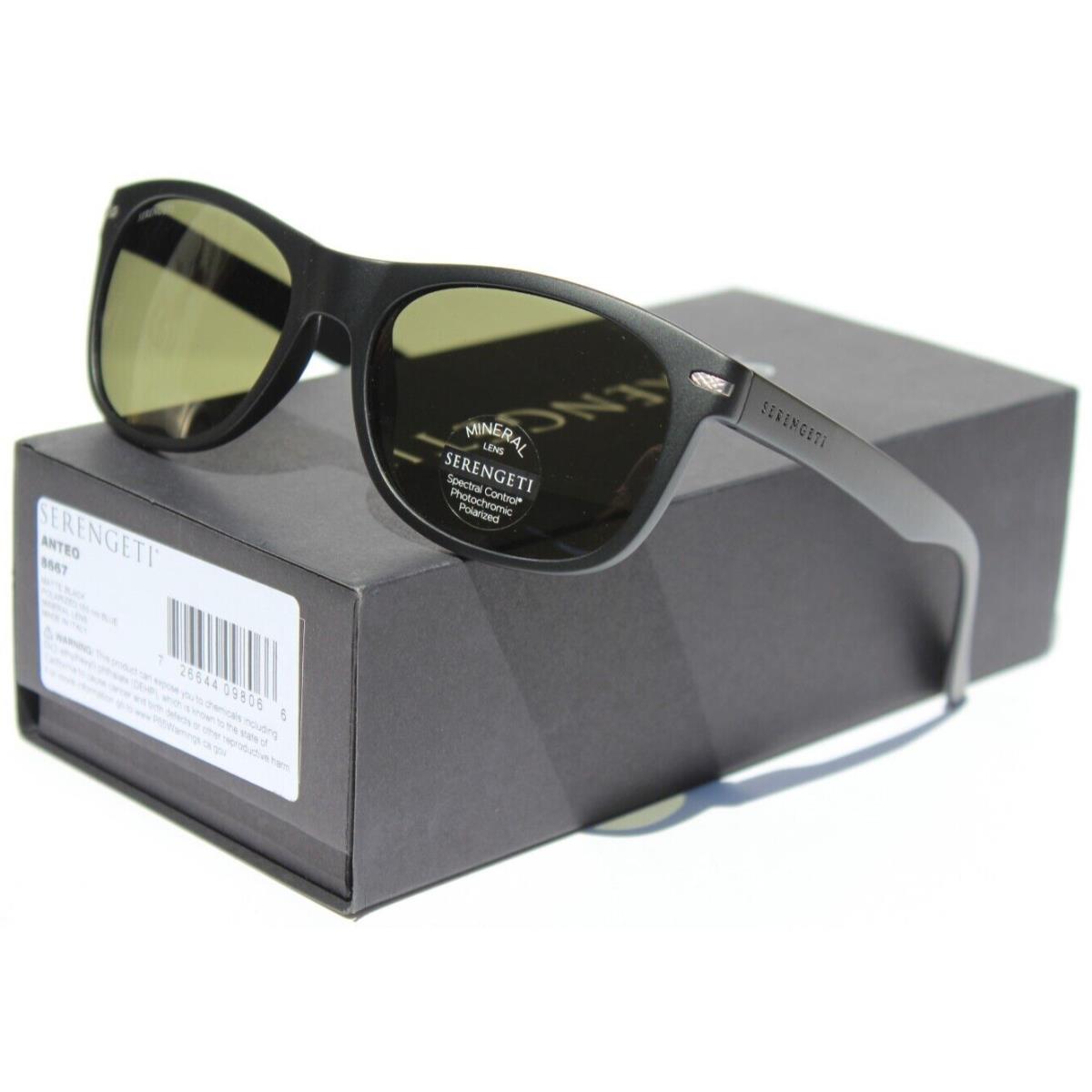 Serengeti Anteo Polarized Sunglasses Matte Black/555nm Green Gray 8667 Italy - Frame: Black, Lens: Green