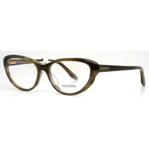 Valentino V2635 305 Khaki Womens Cat Eye Full Rim Eyeglasses 52-15-135 B:35