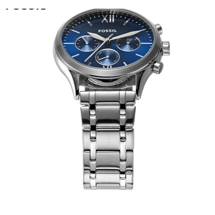 Fossil Fenmore Chronograph Midsize Silver Blue Men`s BQ2808 Watch