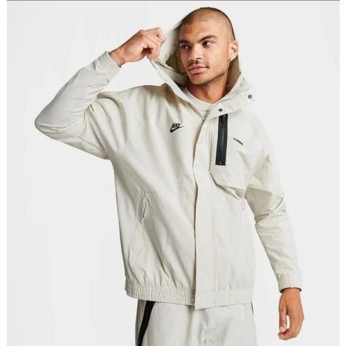 Nike Sportswear Air Max Graphic Men`s Woven Full Zip Light Bone FN0243-072 Sz M