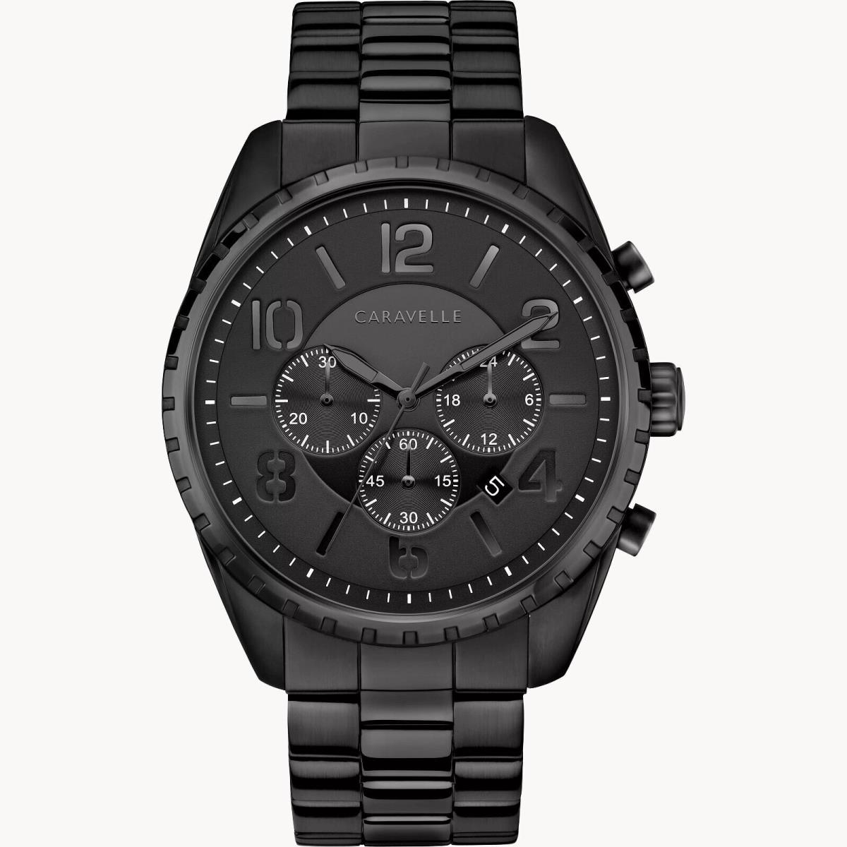 Caravelle by Bulova Men`s 45B150 Black Ion-plated Stainless Chronograph Watch