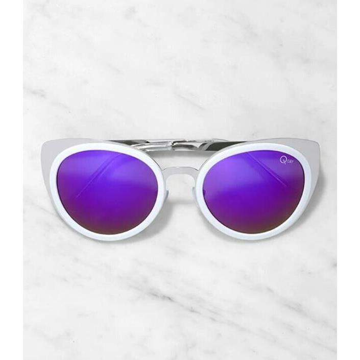Quay Australia Girly Talk White and Purple Mirrored Sunglasses