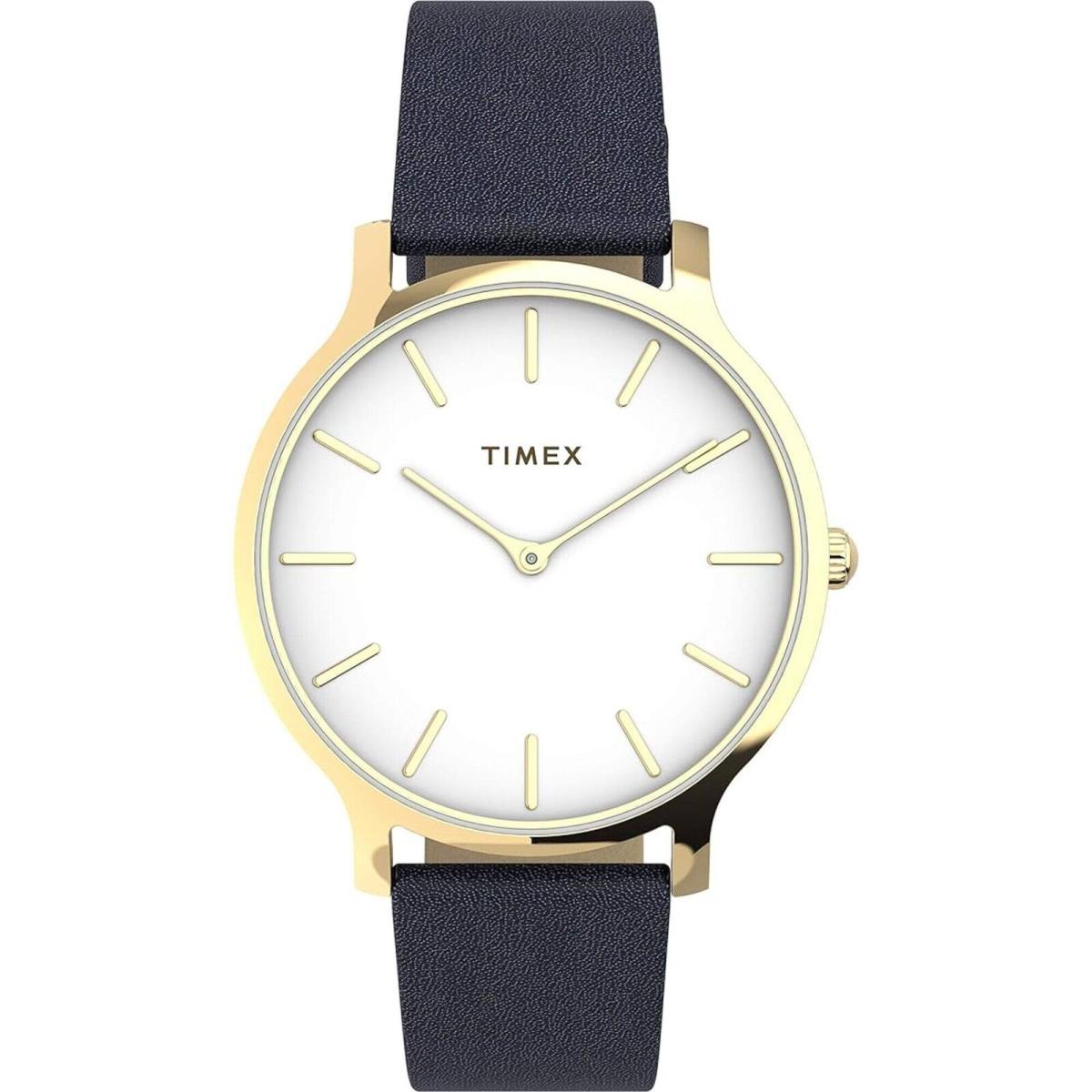 Timex Women`s Dress Watch Quartz White Dial Leather Strap TW2V049009J