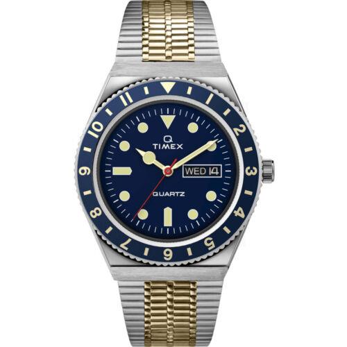 Timex Men`s Watch Q Diver Quartz Blue Dial Stainless Steel Bracelet TW2V18400ZV