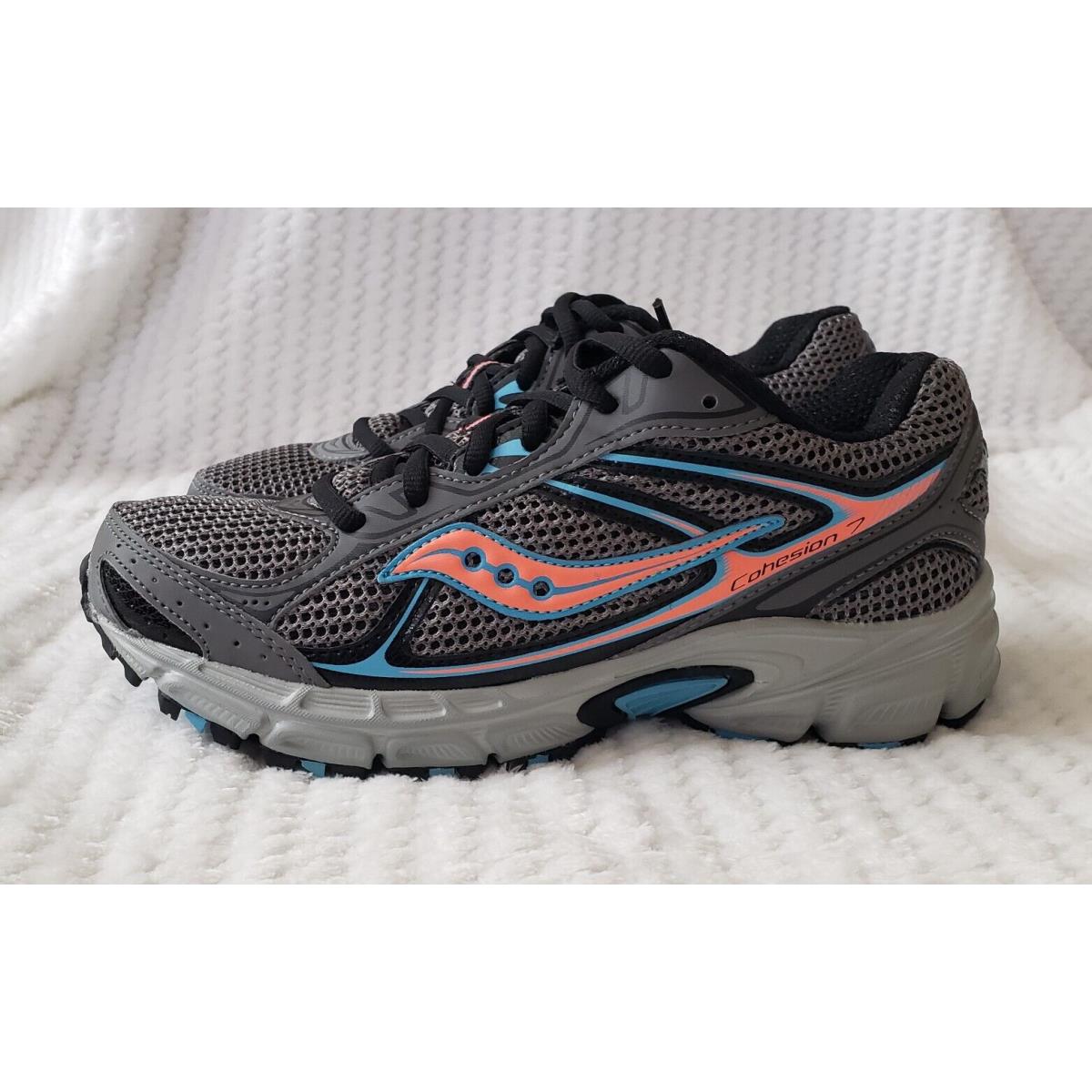 Saucony Cohesion 7 Grid Running Athletic Shoes Grey/blue/coral Womens US 6