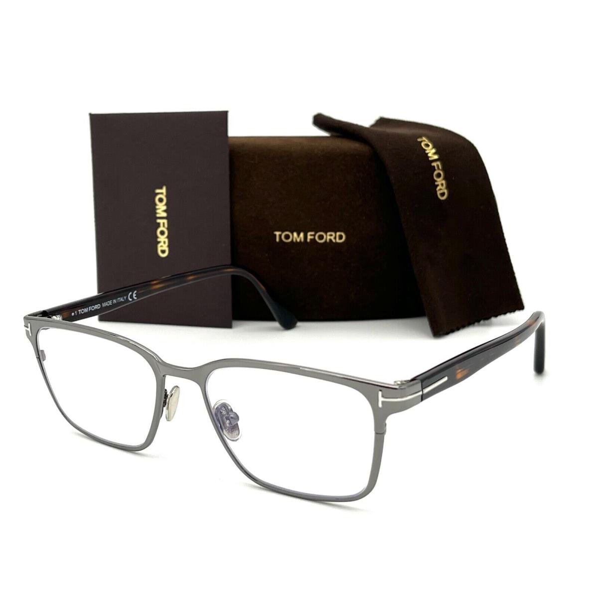 Tom Ford FT5733 008 Shiny Gunmetal / Blue Block 53mm Eyeglasses TF0733